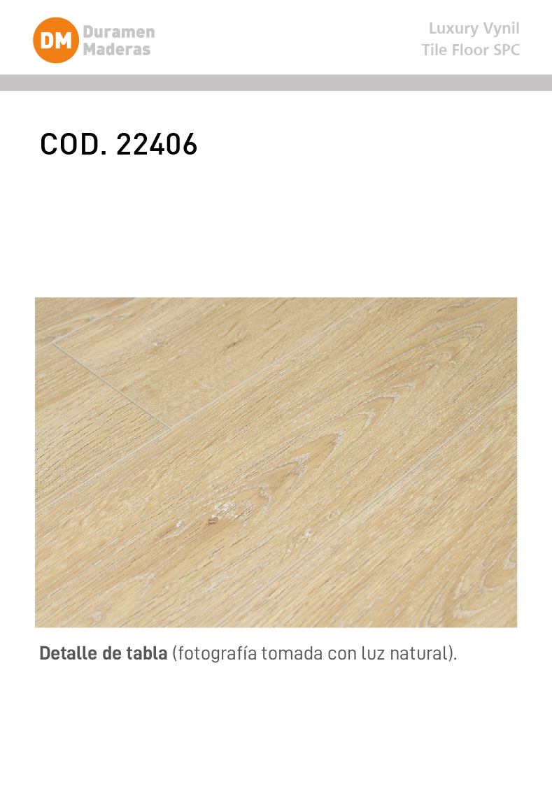 Color 22406- Piso Vinílico de SPC con Manta Acústica Incorporada 4+1 - Imagen 2